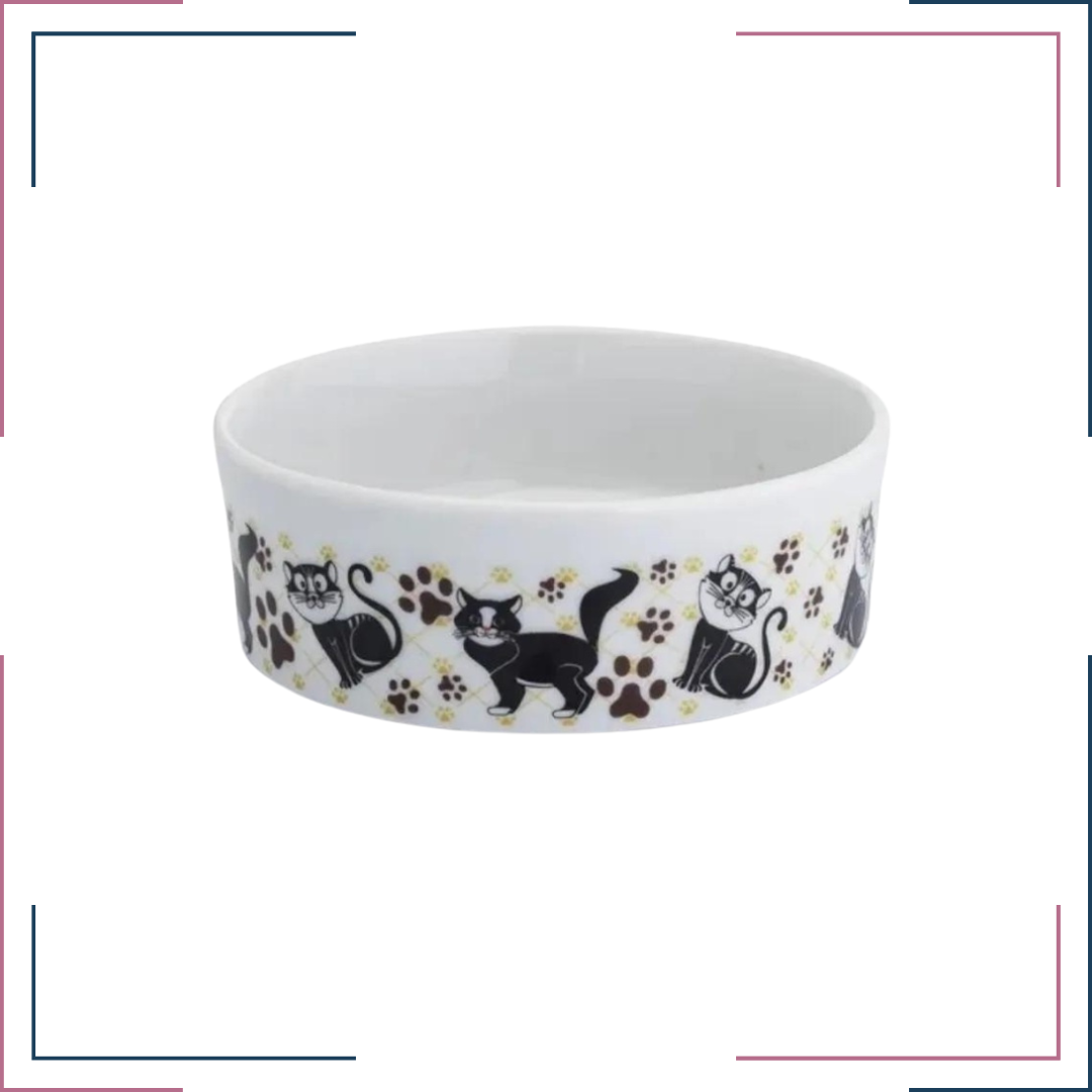 Comedouro decoração de gatinhos e patas