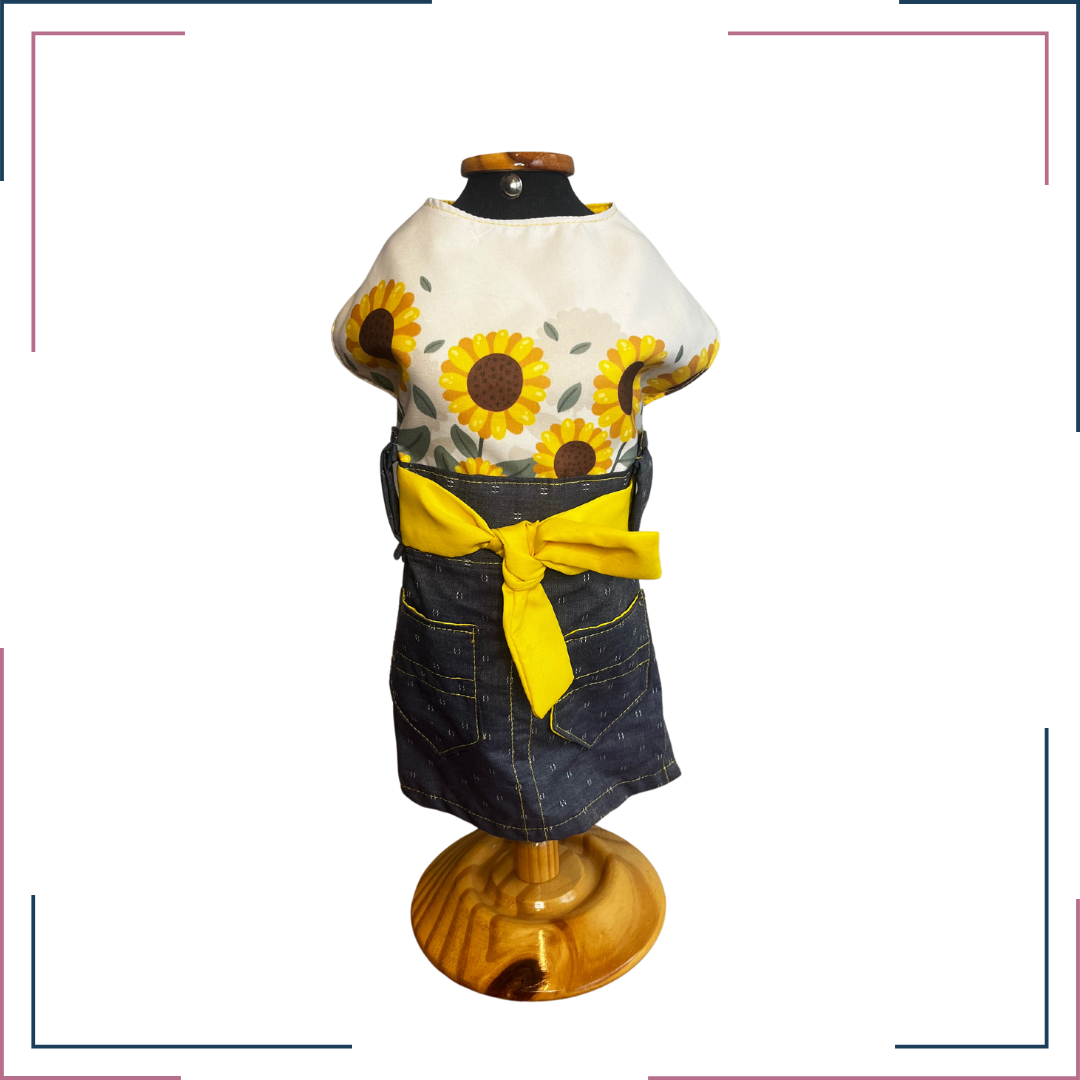 Vestido saia jeans girassol P