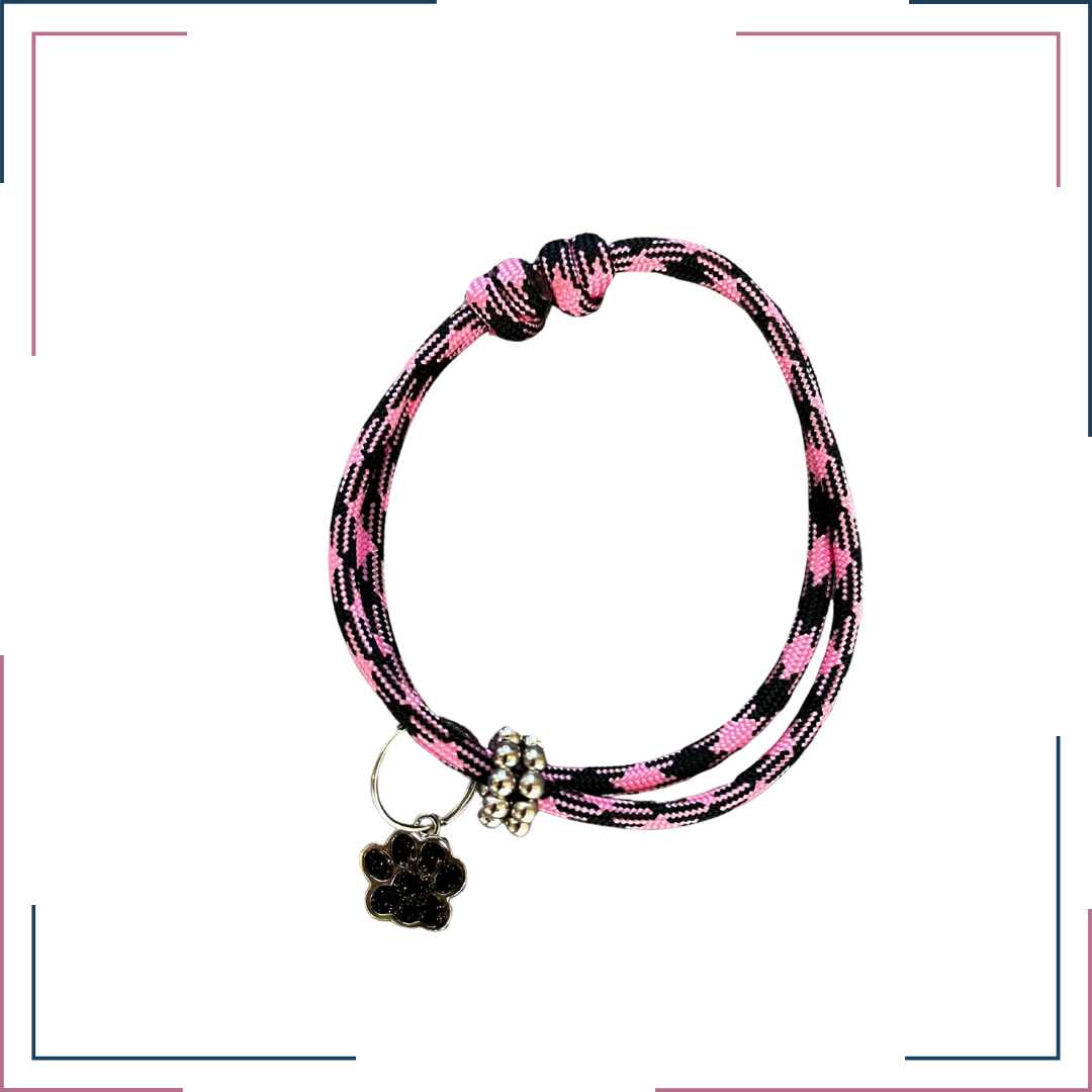 Colar regulavel rosa e preto P